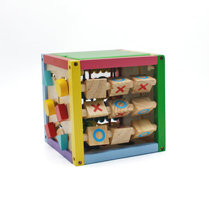 Wooden Learning Bead Maze Cube 5 in 1 Activity Center Educational Toy Multicolor 8"x 8"