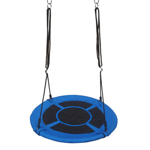 Kids Outdoor Round Net Hanging Rope Nest Tree Swing Children Patio Toys Blue 40"