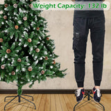 Christmas Tree (6FT 920)(7FT 1350)Branches Flocking Spray White Tree Plus Pine Cone (YJ)