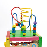 Wooden Learning Bead Maze Cube 5 in 1 Activity Center Educational Toy Multicolor 8"x 8"