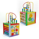 Wooden Learning Bead Maze Cube 5 in 1 Activity Center Educational Toy Multicolor 8"x 8"