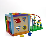 Wooden Learning Bead Maze Cube 5 in 1 Activity Center Educational Toy Multicolor 8"x 8"