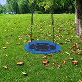 Kids Outdoor Round Net Hanging Rope Nest Tree Swing Children Patio Toys Blue 40"