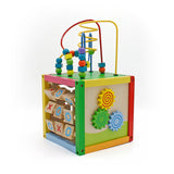Wooden Learning Bead Maze Cube 5 in 1 Activity Center Educational Toy Multicolor 8"x 8"